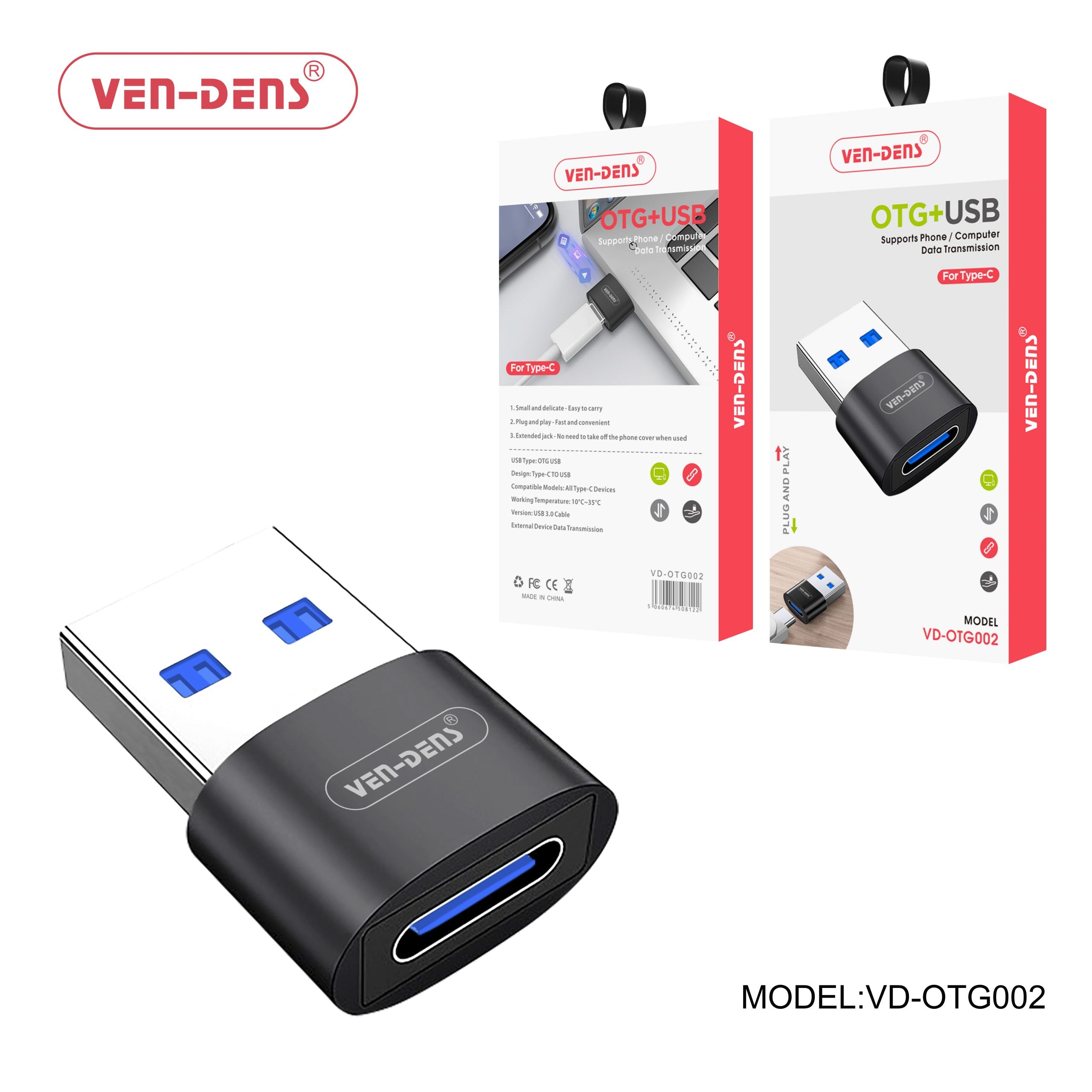 Ven-Dens VD-OTG002 OTG USB to Type C Adapter